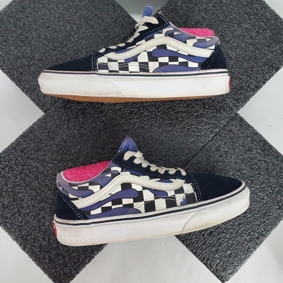 Vans Old Skool Checkerboard Blue Flame Shoes 5.5 Women 4 Men Sneakers - Picture 14 of 15